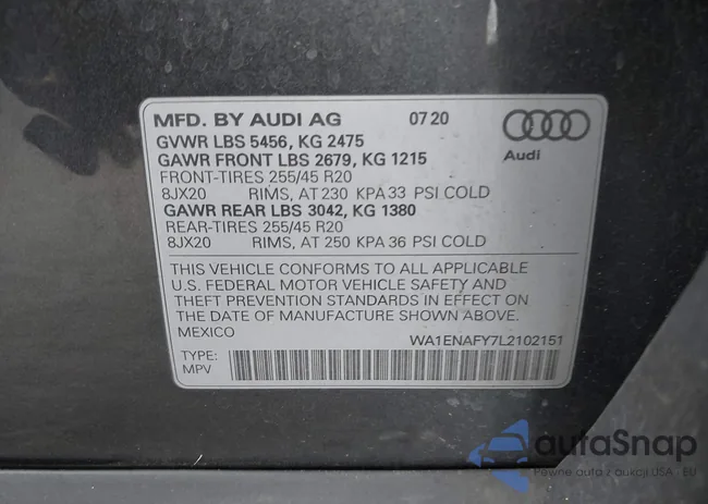 WA1ENAFY7L2102151: 44035532