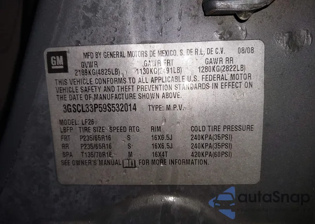 3GSCL33P59S532014: 44035622