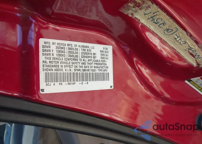 5FNRL188X4B116201: 44036646