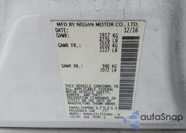 1N4AL3AP0HC175213: 44036675