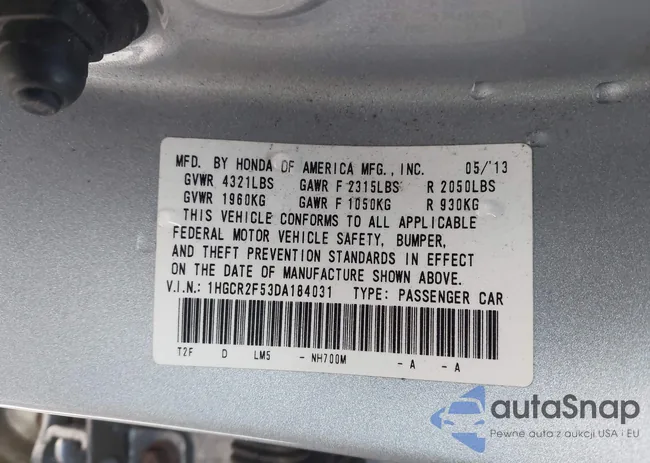 1HGCR2F53DA184031: 44037023