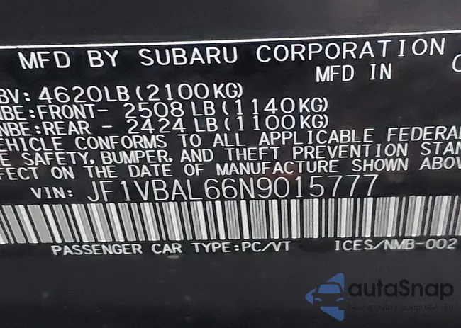 JF1VBAL66N9015777: 44036363