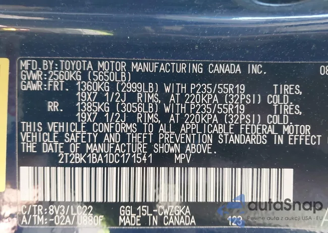 2T2BK1BA1DC171541: 44037749