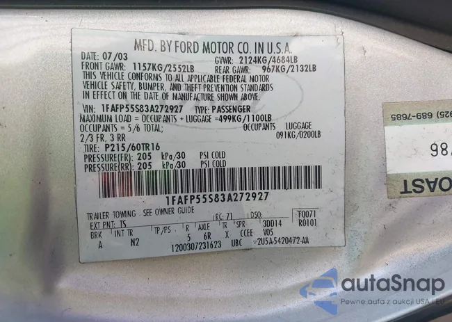 1FAFP55S83A272927: 44037768