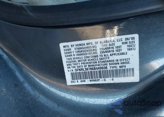 5FNRL38786B449938: 44037915