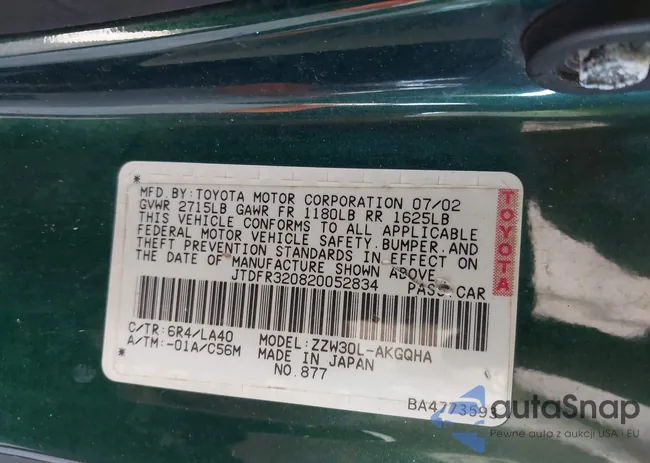 JTDFR320820052834: 44037977