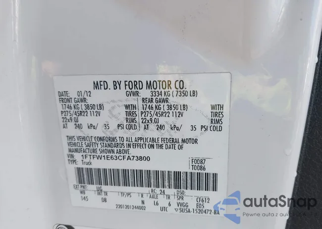 1FTFW1E63CFA73800: 44037996