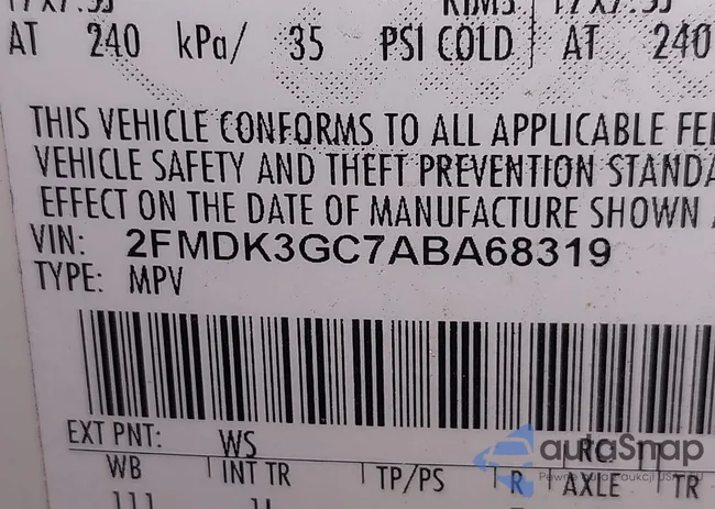 2FMDK3GC7ABA68319: 44037999