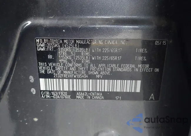 2T3ZFREVXFW195494: 44038154