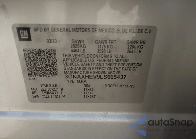 3GNAXHEV9LS665437: 44037480