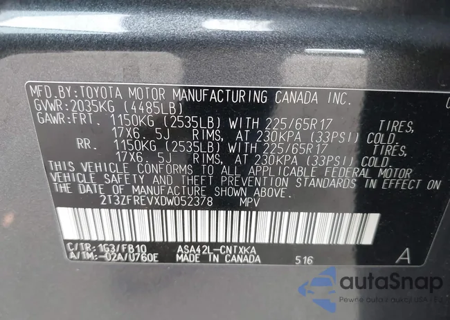 2T3ZFREVXDW052378: 44038832