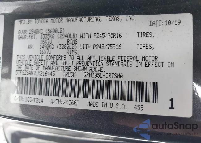 5TFSZ5AN7LX216445: 44038480