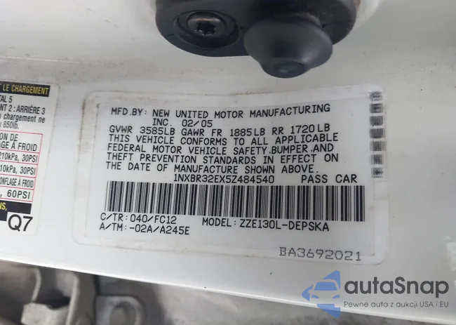 1NXBR32EX5Z484540: 44039802