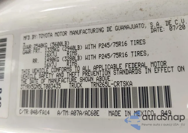 3TYRX5GN5LT003435: 44040014