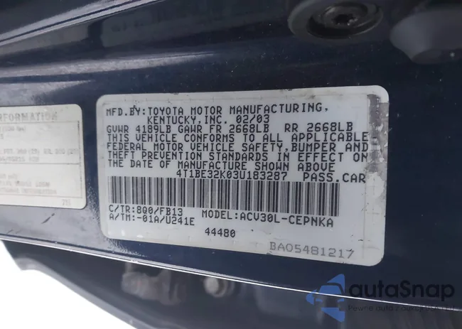 4T1BE32K03U183287: 44039328