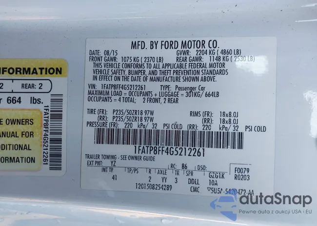 1FATP8FF4G5212261: 44039564