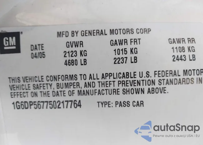 1G6DP567750217764: 44040833