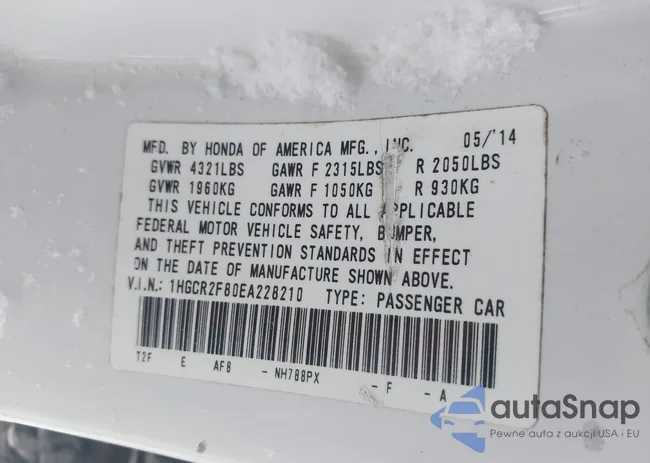 1HGCR2F80EA228210: 44040876