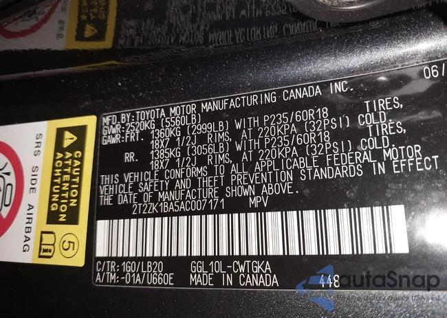 2T2ZK1BA5AC007171: 44040912