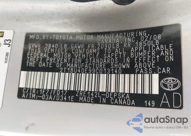 2T1BU40E99C013140: 44040990