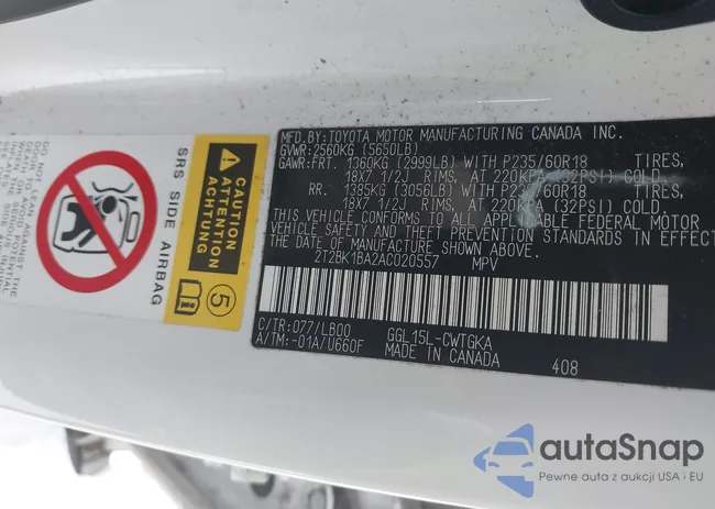 2T2BK1BA2AC020557: 44041181