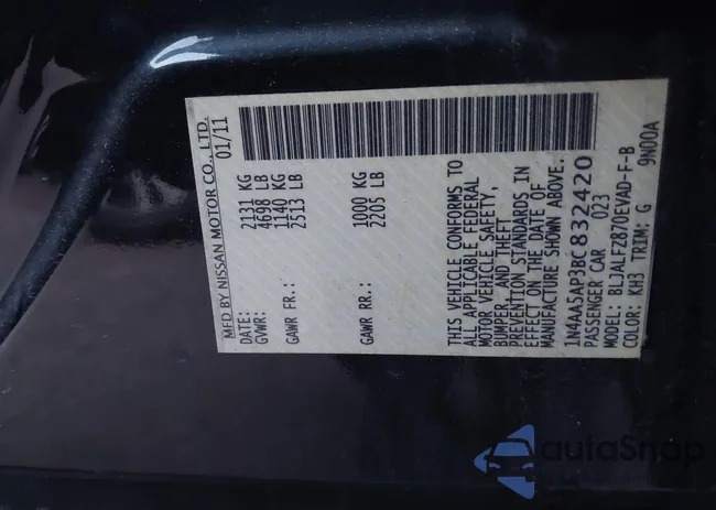 1N4AA5AP3BC832420: 44040547