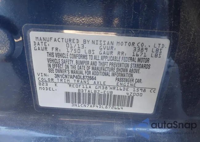 3N1CN7AP4DL872664: 44041631