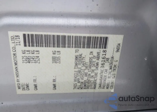 1N4AA6AV7KC361618: 44041710