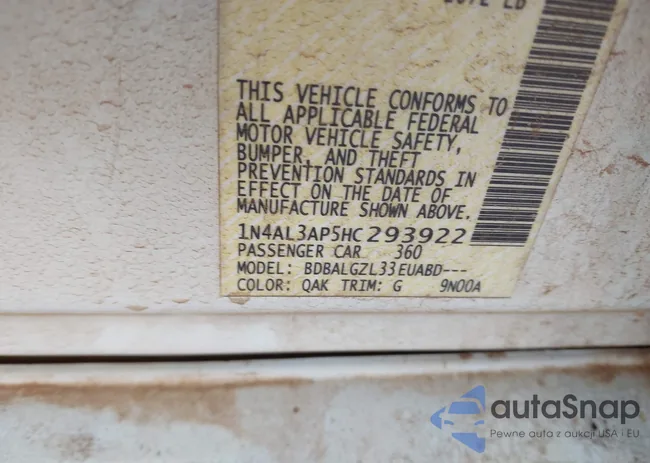 1N4AL3AP5HC293922: 44041752