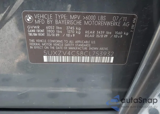 5UXZV4C58CL753932: 44041807