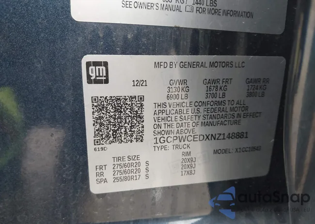 1GCPWCEDXNZ148881: 44041923