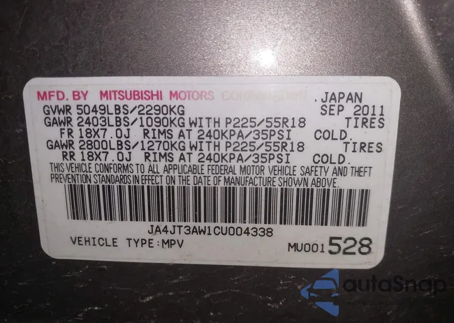 JA4JT3AW1CU004338: 44041945