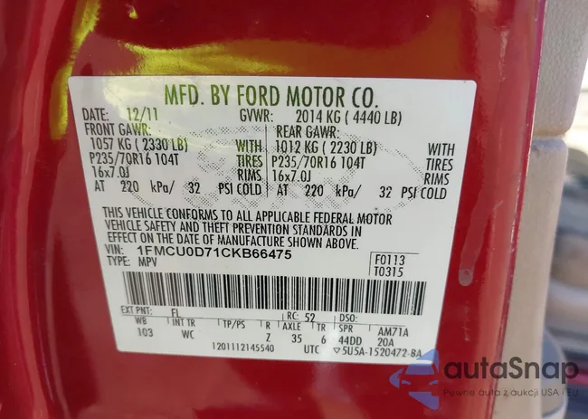 1FMCU0D71CKB66475: 44042007