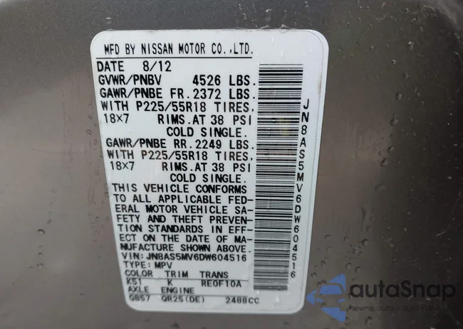 JN8AS5MV6DW604516: 44041414