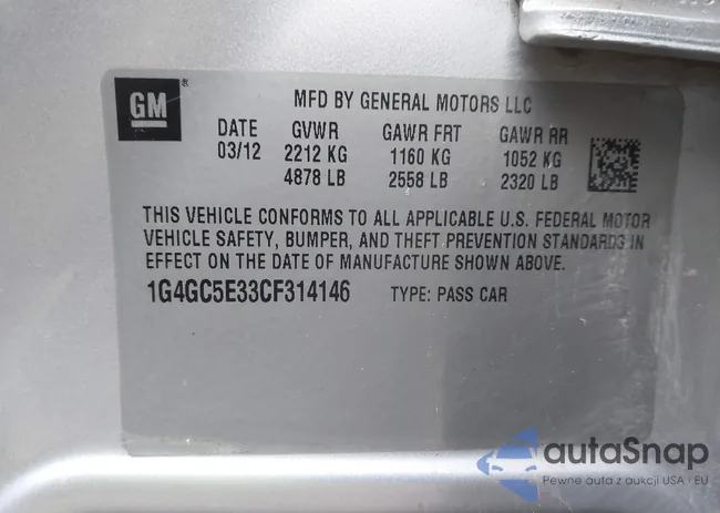 1G4GC5E33CF314146: 44041547