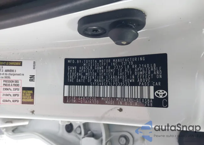 5YFS4RCE1LP039523: 44041551