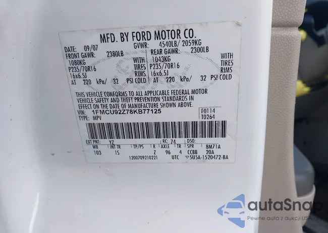 1FMCU92Z78KB77125: 44041563