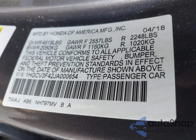 1HGCV3F42JA000654: 44042658