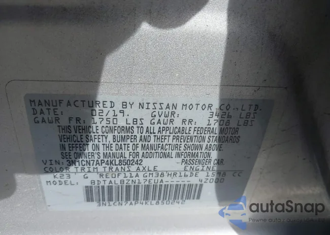 3N1CN7AP4KL850242: 44042818