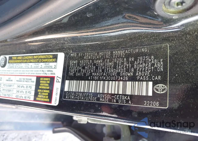 4T1BF1FK3CU073426: 44043102