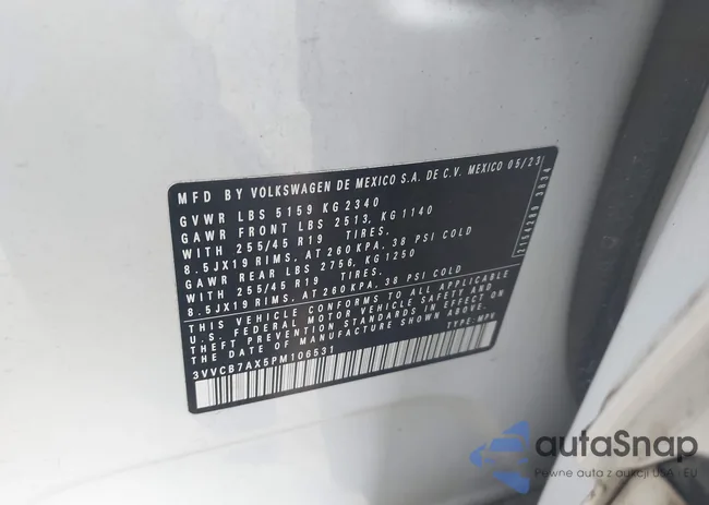 3VVCB7AX5PM106531: 44042373