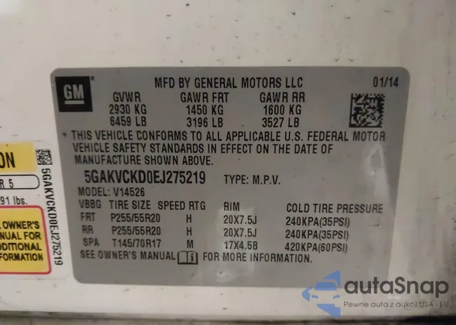 5GAKVCKD0EJ275219: 44042379