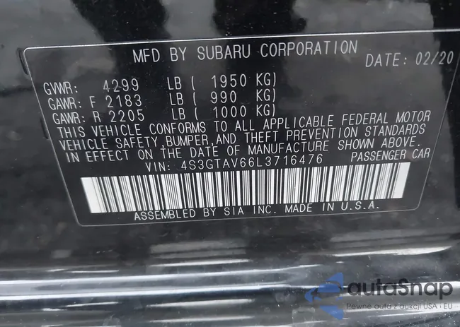 4S3GTAV66L3716476: 44042486