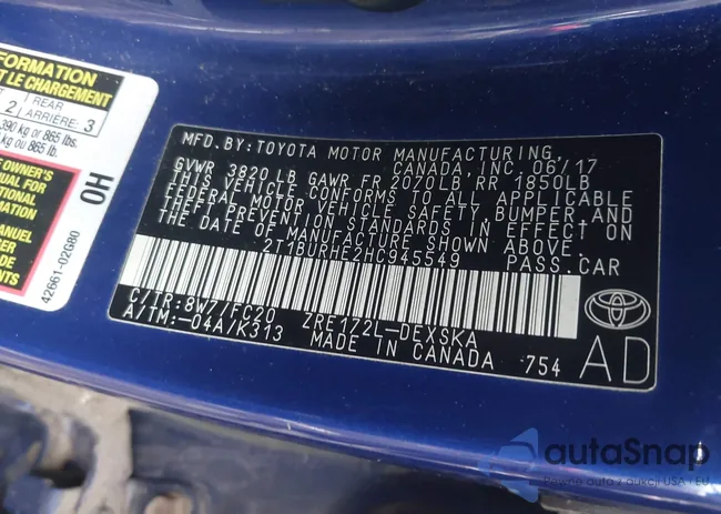 2T1BURHE2HC945549: 44042571