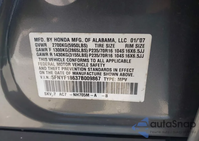 5FNYF18637B009867: 44043650