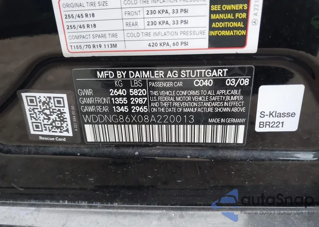 WDDNG86X08A220013: 44043852