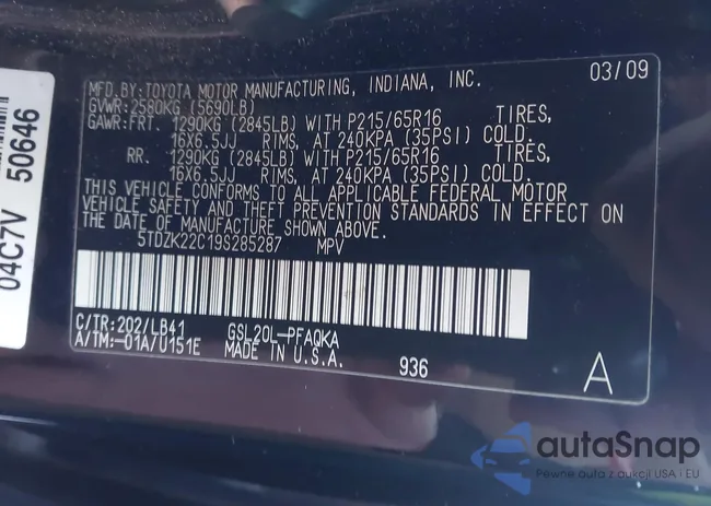 5TDZK22C19S285287: 44043890