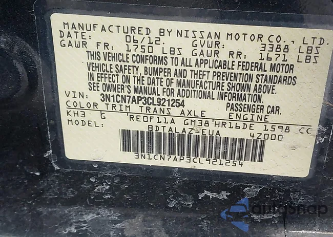 3N1CN7AP3CL921254: 44043893