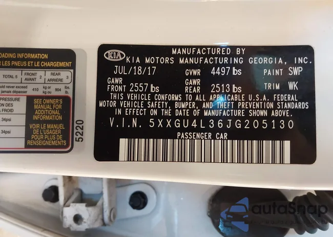 5XXGU4L36JG205130: 44043286