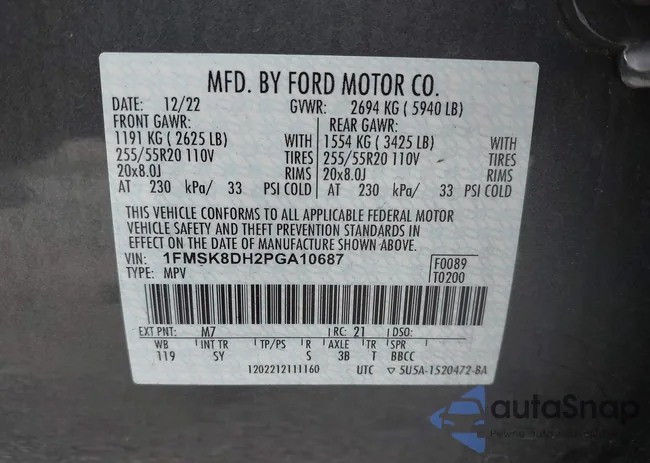 1FMSK8DH2PGA10687: 44043457